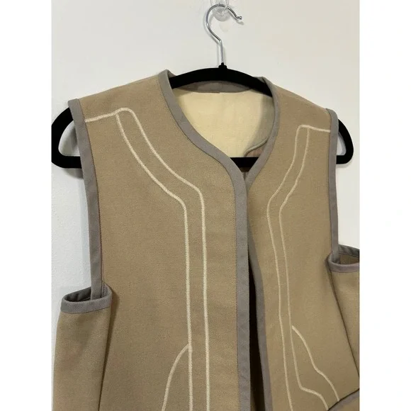 Vintage G. Girvin Seattle Silk Reversible Vest Women's Neutral Applique